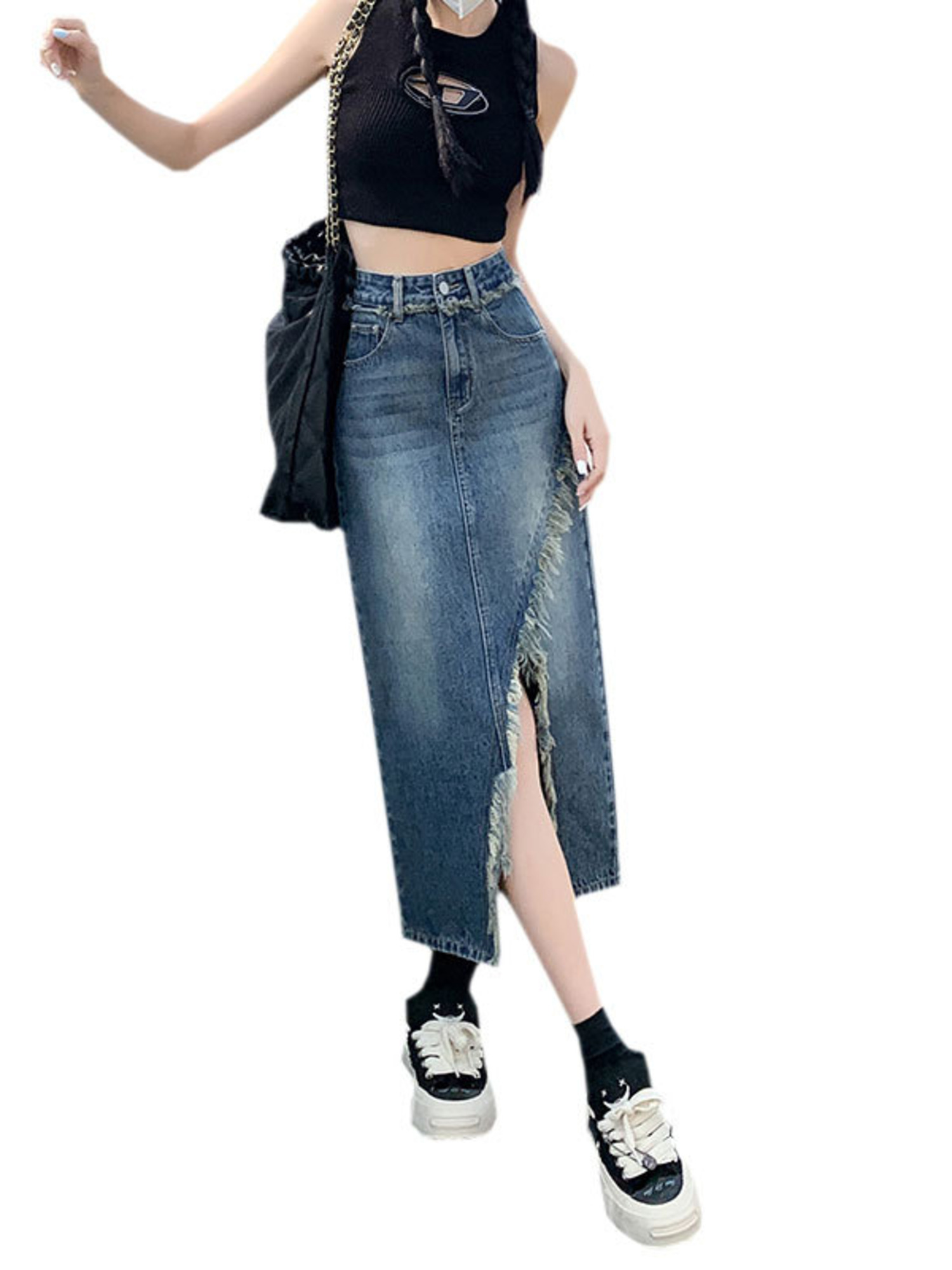 Женская джинсовая юбка-миди с  – обзор и цена Street Fashion Jeans Women